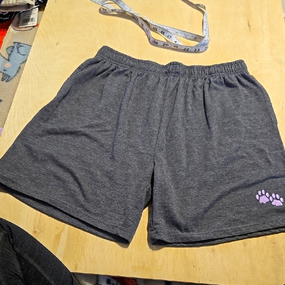 Gray Women's Athletic Shorts with Paw Print By Animal Rescue Site Size Md - Picture 1 of 8
